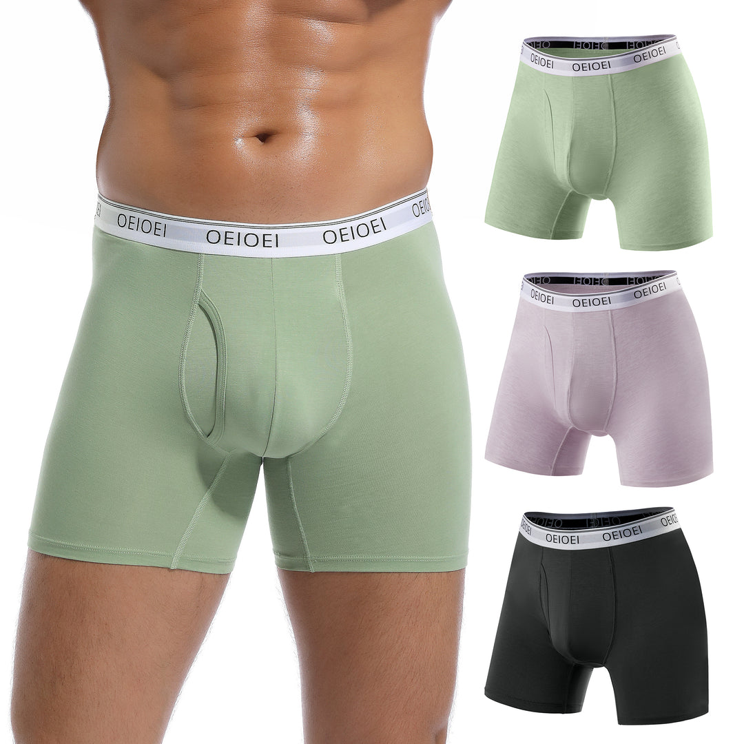 Men's Boxer Briefs Bamboo Rayon Moisture-Wicking Underwear (3 Pack)