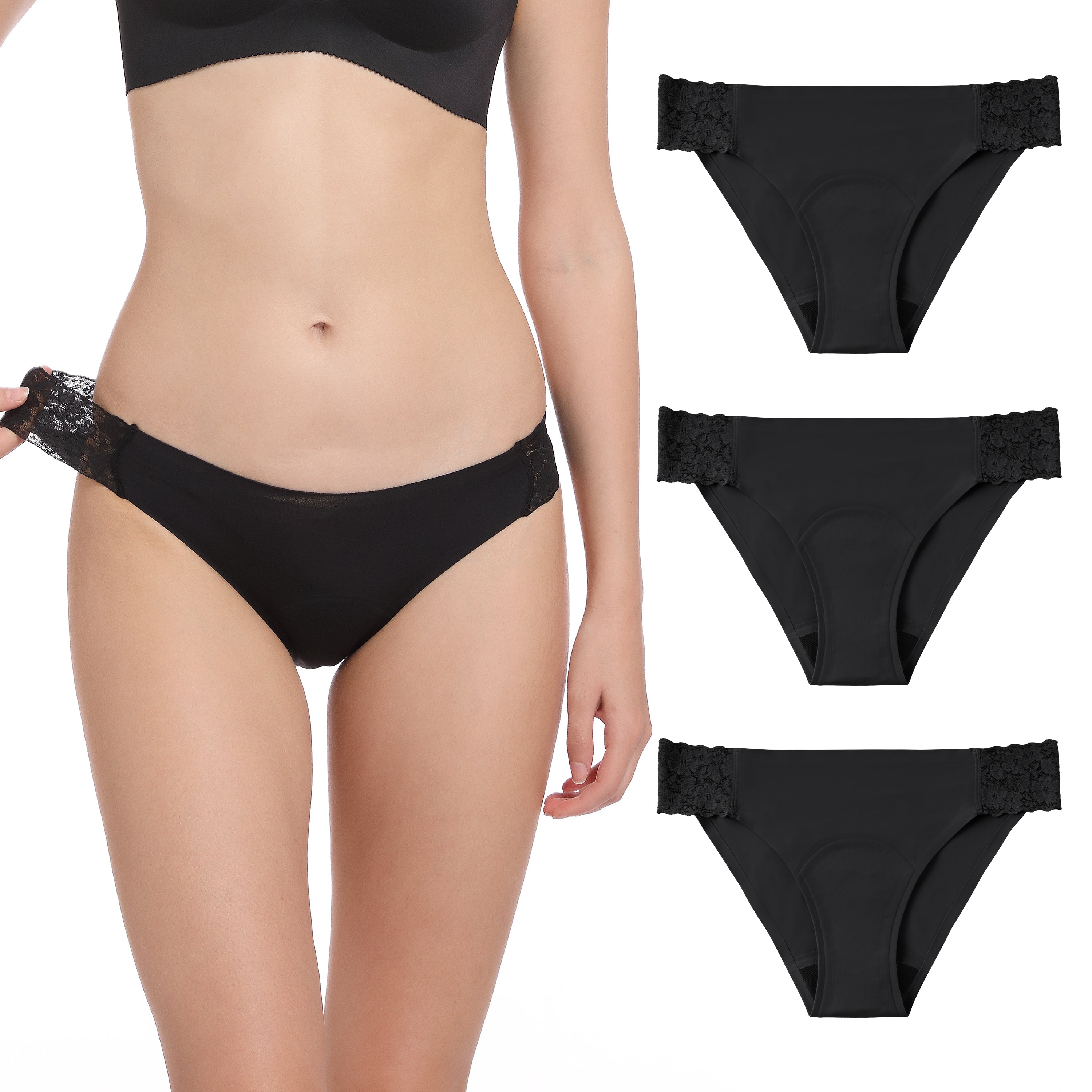 Women’s Lace Seamless Period Underwear (3-Pack)
