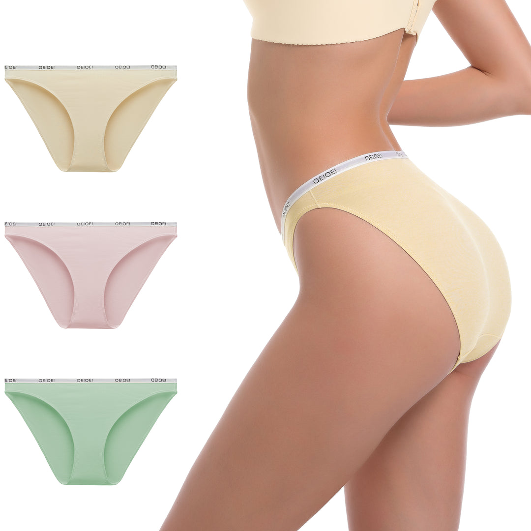 Women's Bikini Panties Bamboo Rayon Soft High Cut Underwear (3 Pack)