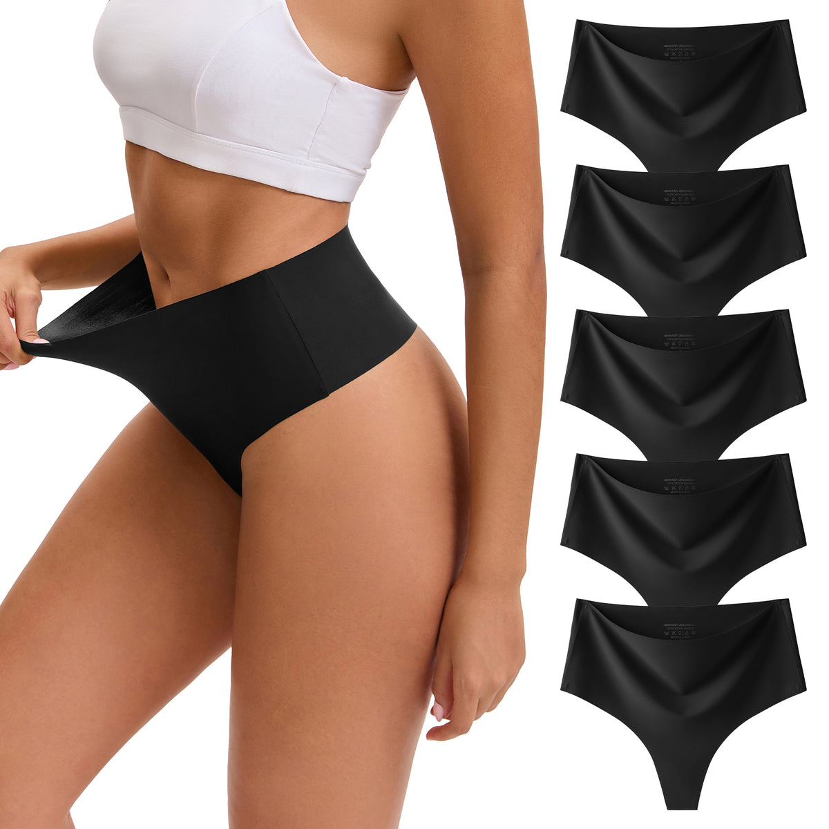 Women's High Waist Seamless Thongs (3-Pack)