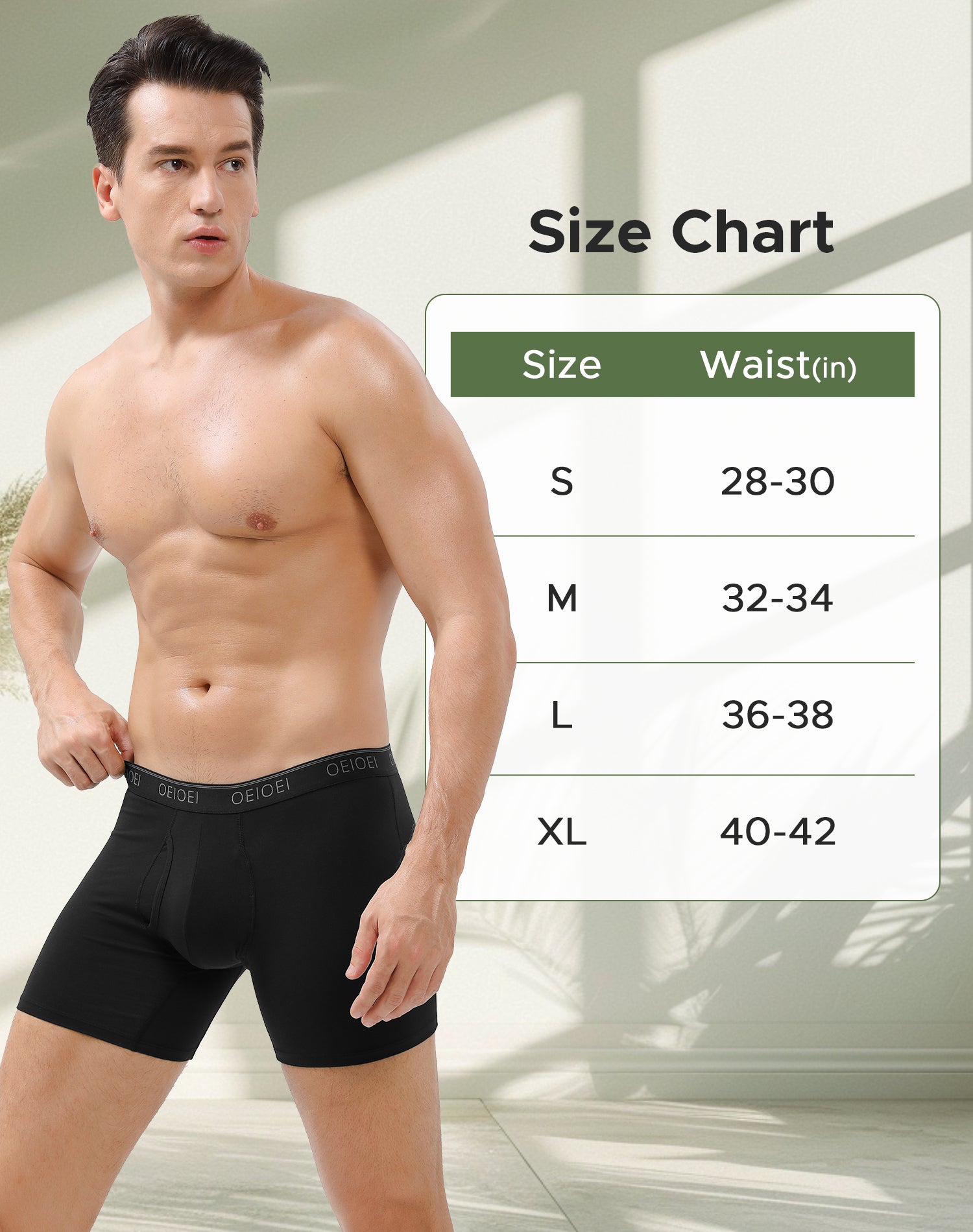 Men's Underwear Cotton Breathable Ball Support Pouch Boxer Briefs (3 Pack)