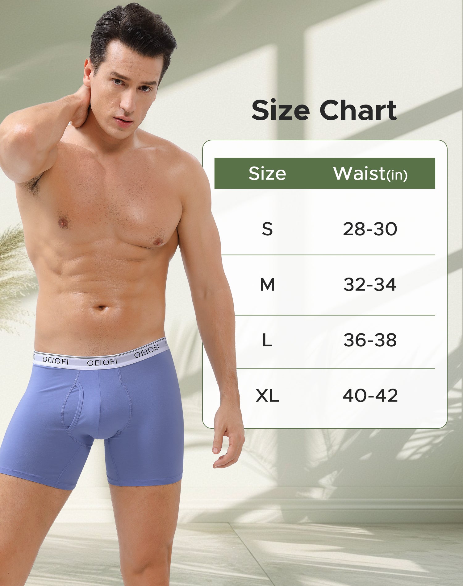 Men's Underwear Cotton Breathable Ball Support Pouch Boxer Briefs (3 Pack)