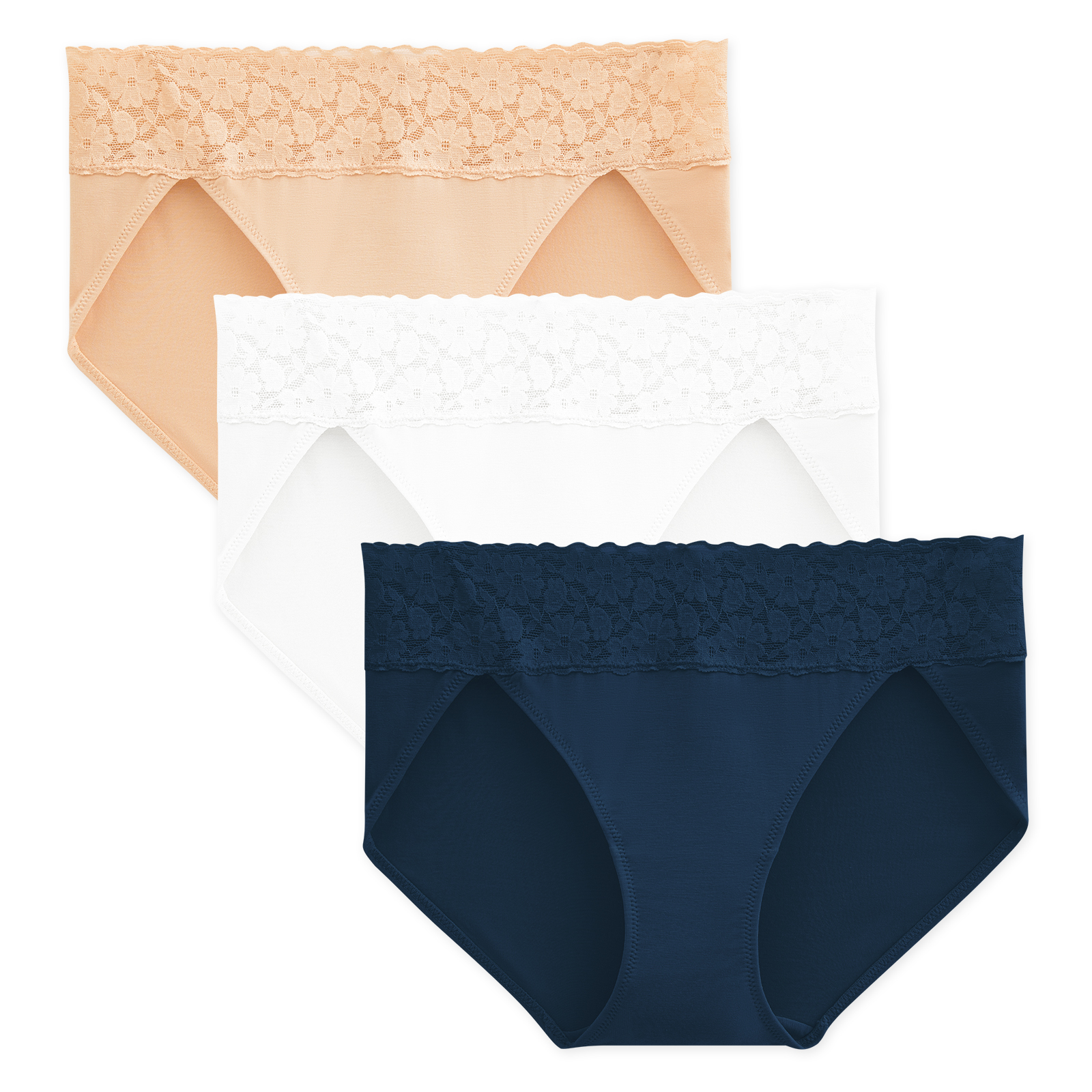 Women's Lace Low-Rise Bamboo Rayon Hipster (3-Pack)
