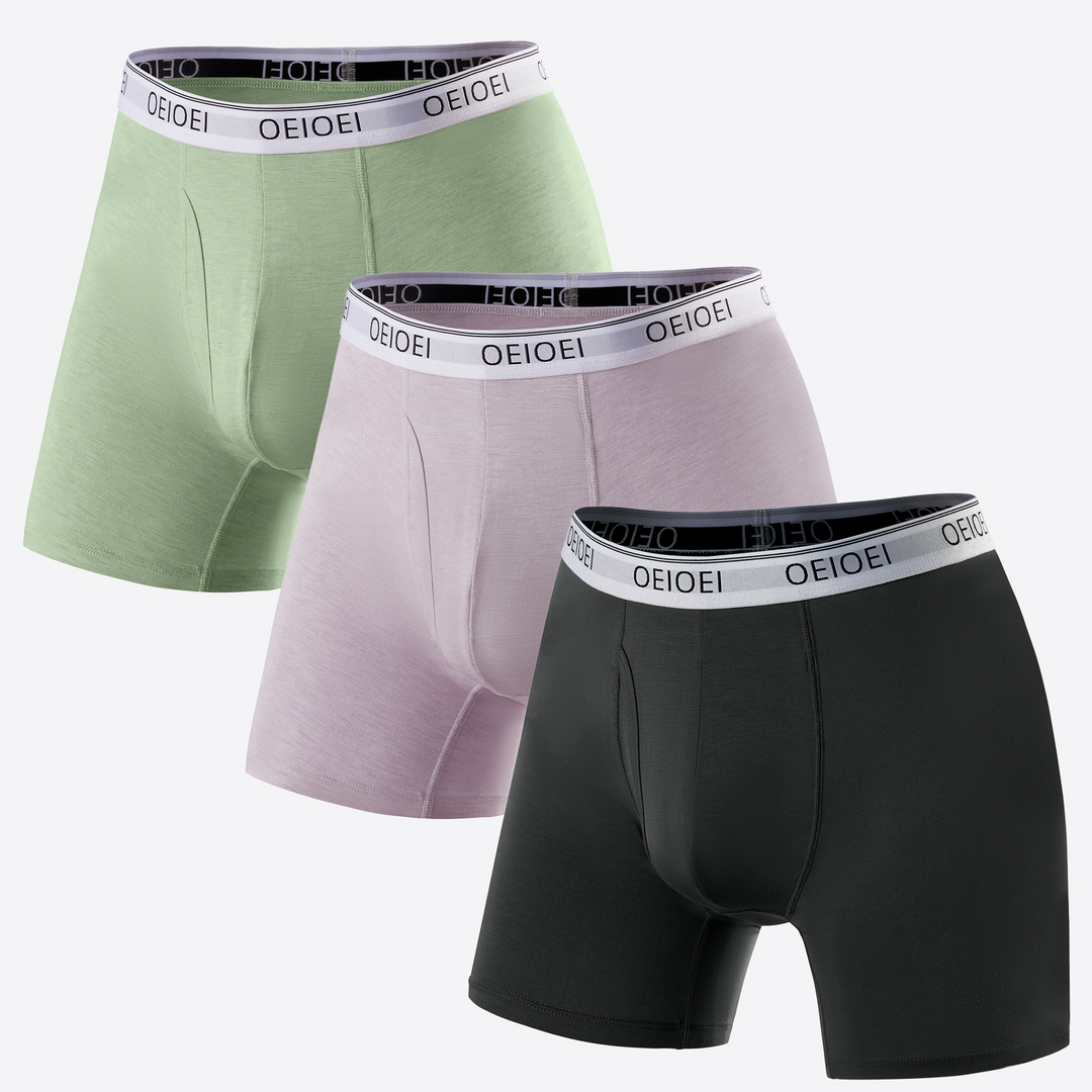 Men's Boxer Briefs Bamboo Rayon Moisture-Wicking Underwear (3 Pack)