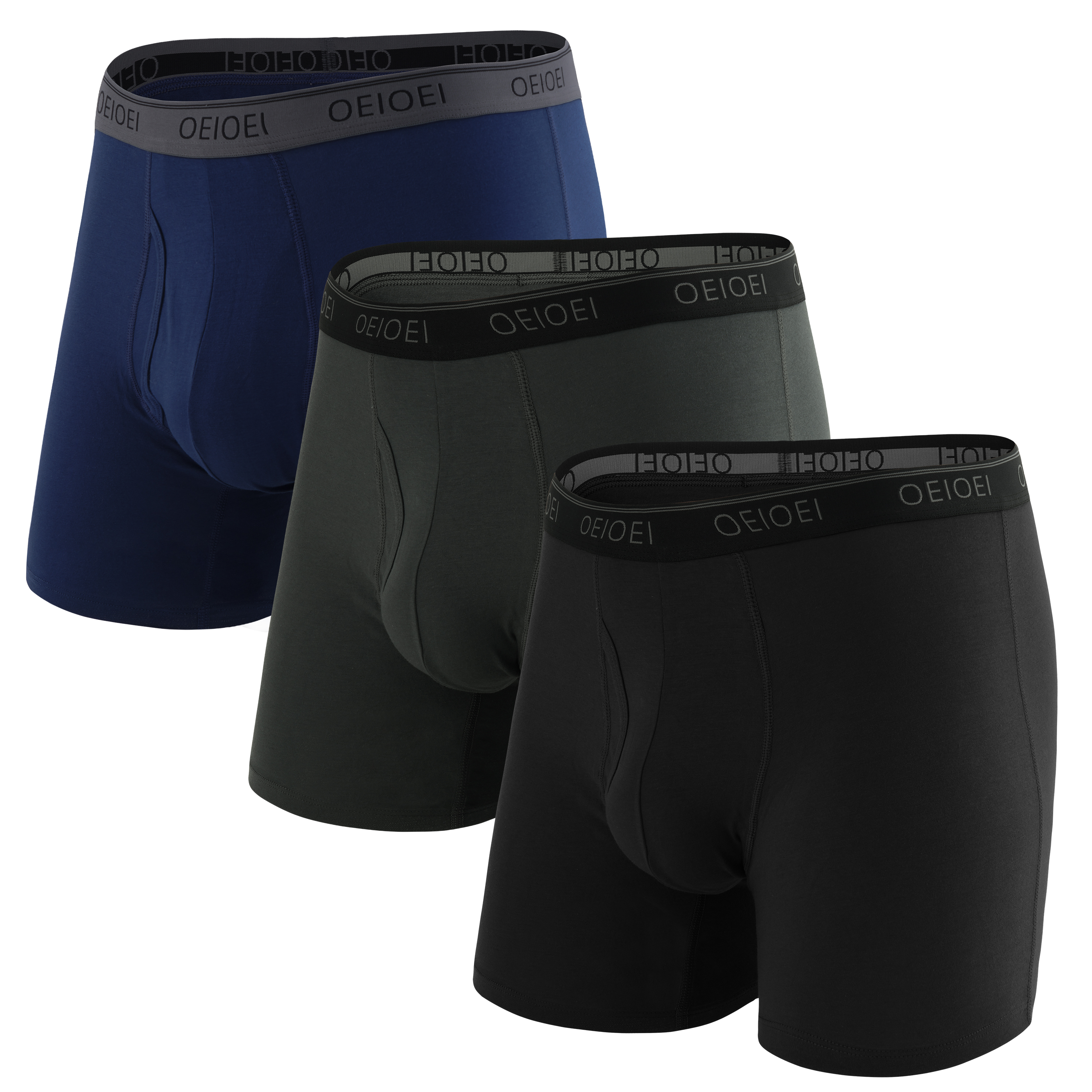 Men's Underwear Cotton Breathable Ball Support Pouch Boxer Briefs (3 Pack)